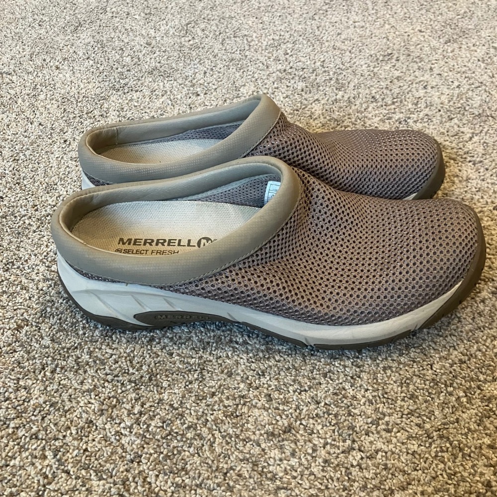 Merrell Encore Breeze 3 Womens 7.5 Mesh Slip On Clogs Mules Aluminium Taupe
